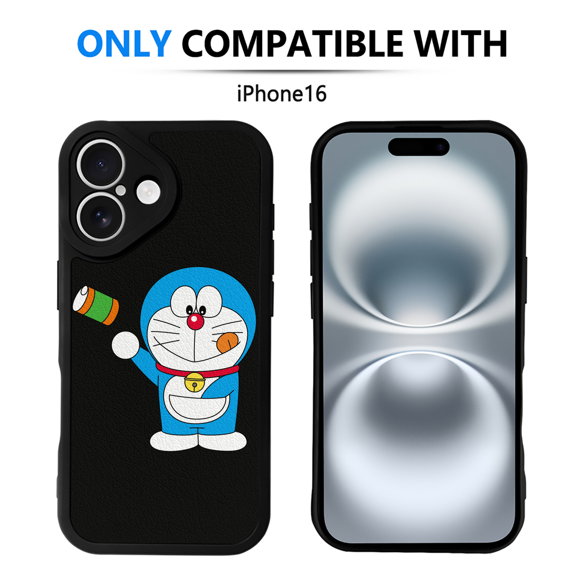 （画像用） ドラえもん Doraemon 【iPhone 16シリーズ対応】シリコンスマホケース（レザー調） 材質：シリコン